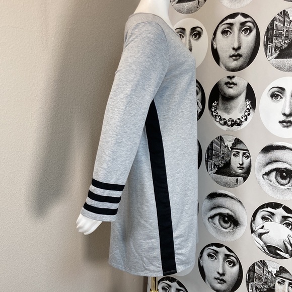 Mind Over Matter Long Sleeve Heather Grey Striped Sweater Dress Sz L - Picture 2 of 10